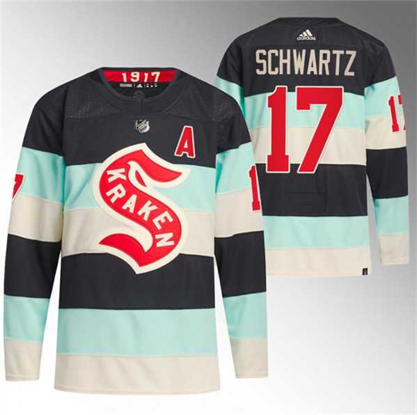 Mens Seattle Kraken #17 Jaden Schwartz Deep Sea Blue 2024 Winter Classic Primegreen Stitched Jersey Dzhi->seattle kraken->NHL Jersey